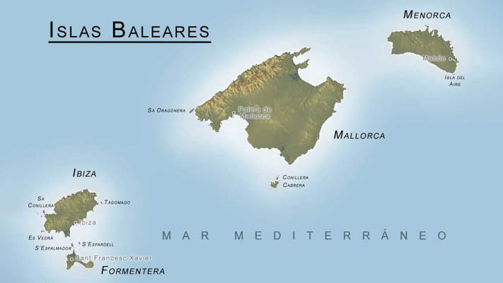 Map of Balearic Islands, Spain