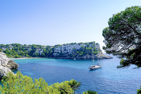 Cala Galdana beach and coastline in Menorca, Balearic Islands