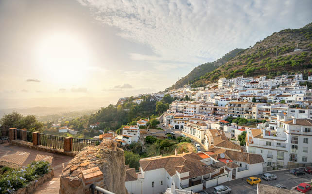 Whitewashed mountain village in Costa del Sol, Spain