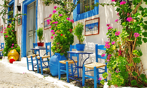 Pretty street in Crete, Greece